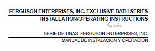 Jacuzzi P658000; Ferguson (R); 2000 part Catalog Whirlpool exclusive bath series installation / operation instructions technical part breakdown owner manuals Specifications Catalog   P658000B