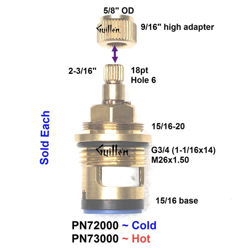 Jacuzzi PN72000; ; ceramic disc cartridge cold; in Unfinish   53CC5813/4DSETJI