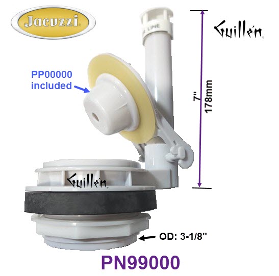 Jacuzzi PN99000; ; Toilet flush valve; in Unfinish; Replaces GX37000