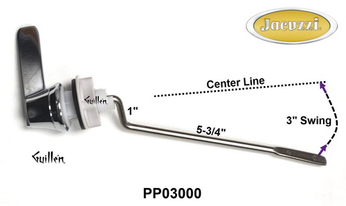Jacuzzi PP03000; ; Toilet trip lever assembly; in Chrome
