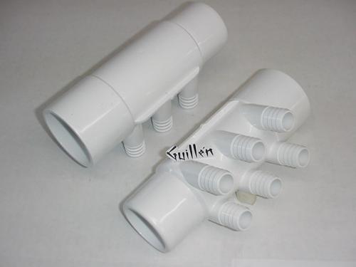 Jacuzzi R396000;; 2" spigot x 2" s x 6 port 3/4" barb pvc owl manifold; Unfinish