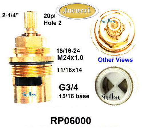 Jacuzzi RP06000;;__ 2-1/4 16pt; Hot cwc; 1/4 turn brass ceramic cartridge and volume control For 6030 series Aging in Place ; in Unfinish