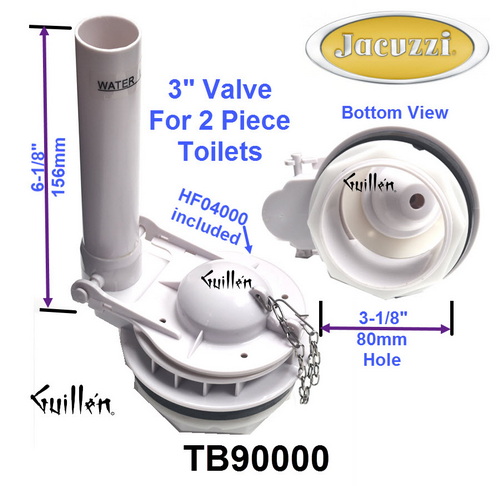 Jacuzzi TB90000; Primo; 3 inch toilet flush valve with flapper and chain; in Unfinish