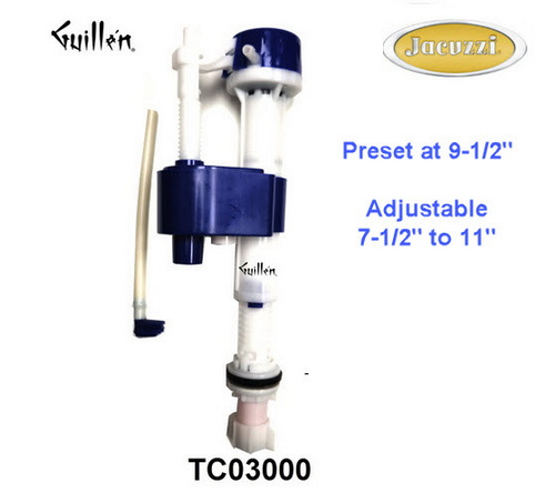Jacuzzi TC03000;__ 9-1/2in; Toilet fill valve adjustable; in Unfinish