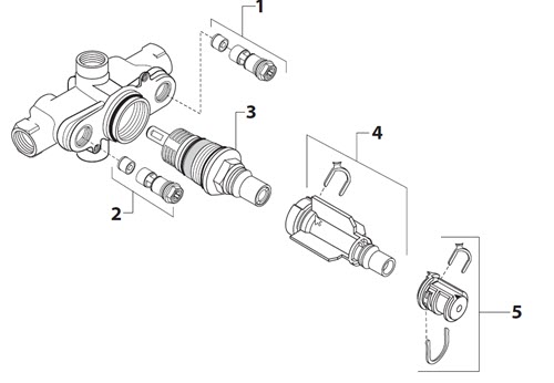 Jado 875612; ; 1/2 thermostatic rough replacement repair technical part breakdown; Discontinued Product