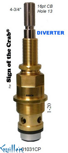 JER 01031CP;;__ 4-3/4in; 16pt; Diverter cartridge; in Unfinish