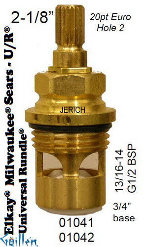 JER 01042LF;; __ 2-1/8in 20pt; Cold ccwc 1/4 Turn brass cartridge ceramic; in Unfinish