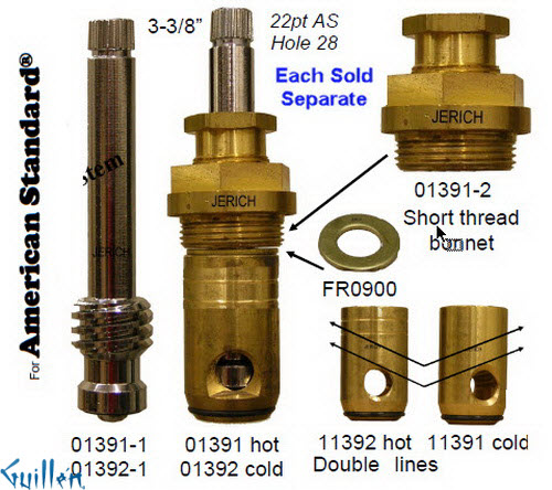 JER 01392LF;; __ 3-3/8in 22pt; Cold ccwc 1/4 Turn brass cartridge ceramic; in Chrome