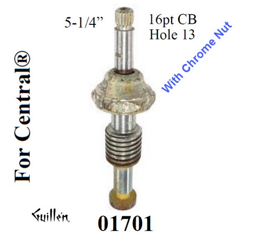 JER 01701; __ 5-1/4in 16pt; piston stem assembly with chrome nut; in Chrome