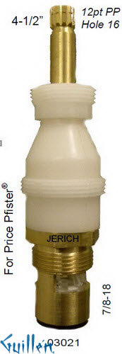 JER 03021;; __ 4-1/2in 12pt; Hot cwc 1/4 Turn brass cartridge ceramic; in Unfinish