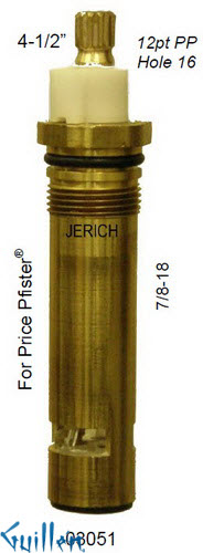 JER 03051;; __ 4-1/2in 12pt; Hot or cold cwc or cw 1/4 Turn brass cartridge ceramic; in Unfinish