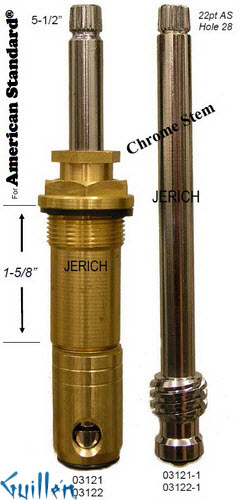 JER 03122;; __ 5-1/2in 22pt; Cold ccwc piston stem assembly; in Chrome
