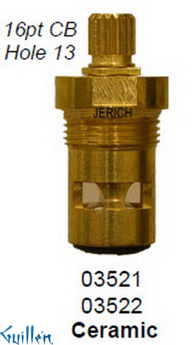 JER 03521LF;; __ 1-3/4in 16pt; Hot cwc 1/4 Turn brass cartridge ceramic; in Unfinish