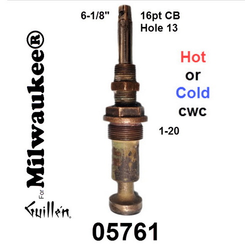 JER 05761;;__ 6-1/8in 16pt; Piston stem cartridge; in Unfinish