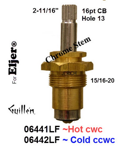 JER 06442LF;;__ 2-11/16in 16pt; Cold ccwc; piston stem cartridge; in Unfinish