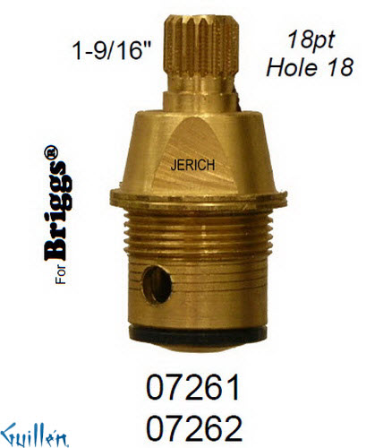 JER 07262LF;; __ 1-9/16in 18pt; Cold ccwc 1/4 Turn brass cartridge ceramic; in Unfinish