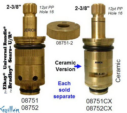 JER 08752LF;; __ Unk 12pt; Cold ccwc 1/4 Turn brass cartridge ceramic; in Unfinish