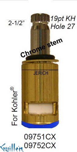 JER 09751CXLF;; __ 2-1/2in 19pt; Hot cwc 1/4 Turn brass cartridge ceramic; in Chrome