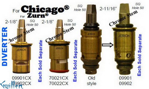 JER 09901LF;; __ 2-11/16in SQ; Diverter cartridge; in Chrome