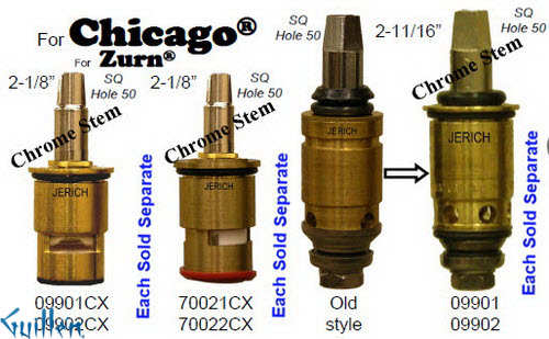 JER 09902CXLF;; __ 2-1/8in SQ; Cold ccwc 1/4 Turn brass cartridge ceramic; in Chrome