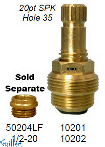 JER 10202LF;;__ 1-7/8in 20pt; Cold ccwc piston stem cartridge; in Unfinish