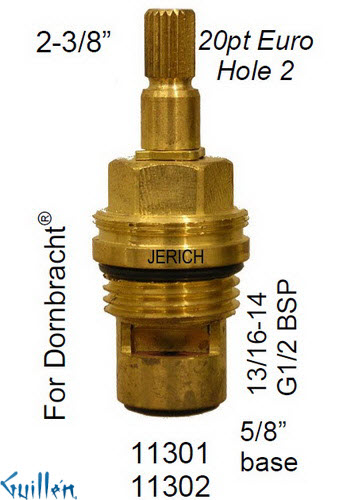 JER 11301LF;; __ 2-3/8in 20pt; Hot cwc 1/4 Turn brass cartridge ceramic; in Unfinish