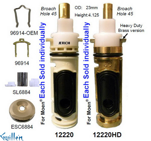 JER 12220;;__ 4-1/8in 2 Flats; Single lever cartridge; in Unfinish
