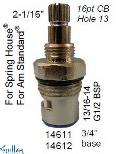 JER 14612LF;; __ 2-1/16in 16pt; Cold ccwc 1/4 Turn brass cartridge ceramic; in Chrome