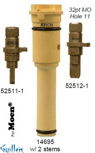 JER 14695;; __ 4-1/8in 32pt; 1/4 Turn plastic cartridge with 2 stems; in Unfinish
