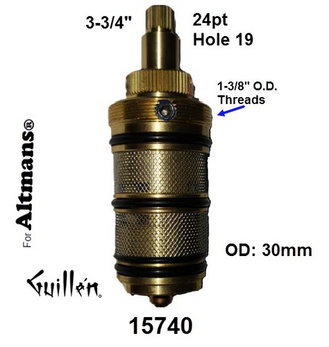JER 15740;; __ 3-3/4in 24pt; Thermostatic cartridge; in Unfinish