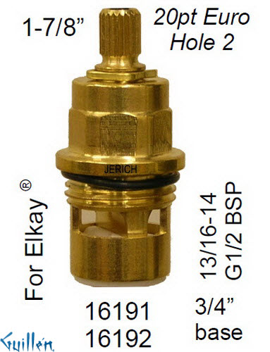 JER 16192LF;; __ 1-7/8in 20pt; Cold ccwc 1/4 Turn brass cartridge ceramic; in Unfinish