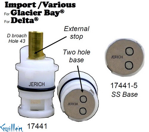 JER 17441; __ Unk D; Hot cwc or Cold ccwc 1/4 Turn plastic cartridge; in Unfinish