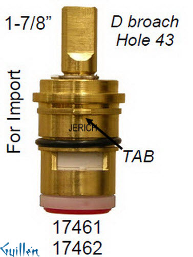JER 17462LF;; __ 1-7/8in D; Cold ccwc 1/4 Turn brass cartridge ceramic; in Unfinish