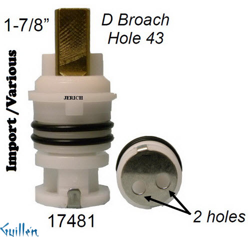 JER 17481; __ 1-7/8in D; Hot cwc or Cold ccwc 1/4 Turn plastic cartridge; in Unfinish