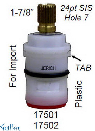 JER 17502;; __ 1-7/8in 24pt; Cold ccwc 1/4 Turn plastic cartridge; in Unfinish