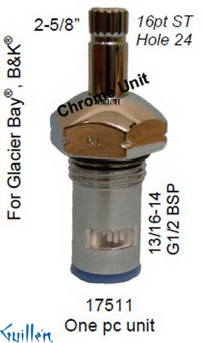 JER 17511LF;; __ 2-5/8in 16pt; Hot cwc 1/4 Turn brass cartridge ceramic; in Chrome