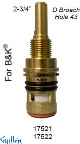 JER 17521LF;; __ 2-3/4in D; Hot cwc 1/4 Turn brass cartridge ceramic; in Unfinish