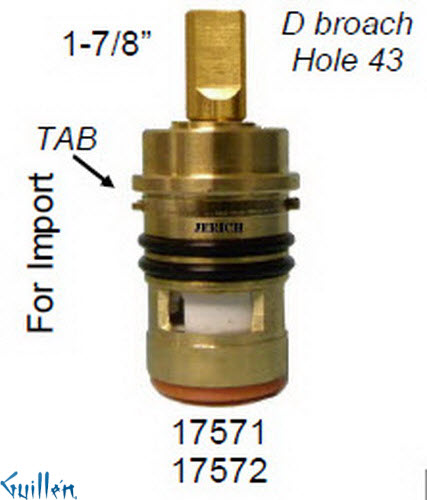 JER 17572LF;; __ 1-7/8in D; Cold ccwc 1/4 Turn brass cartridge ceramic; in Unfinish