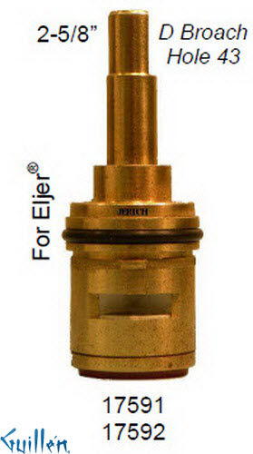 JER 17591;; __ 2-5/8in D; Hot cwc 1/4 Turn brass cartridge ceramic; in Unfinish