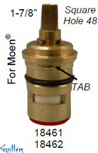 JER 18461LF;; __ 1-7/8in SQ; Hot cwc 1/4 Turn brass cartridge ceramic; in Unfinish