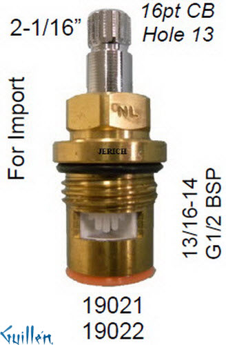 JER 19021LF;; __ 2-1/16in 16pt; Hot cwc 1/4 Turn brass cartridge ceramic; in Chrome