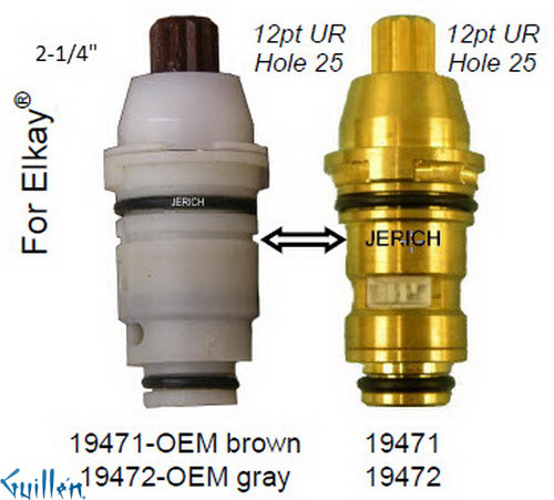 JER 19471LF;; __ 2-1/4in 12pt; Hot cwc 1/4 Turn brass cartridge ceramic; in Unfinish