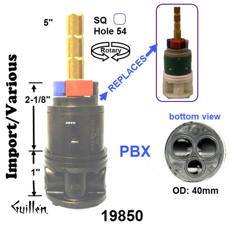 JER 19850;;__ 5in SQ; Pressure balance cartridge; in Unfinish