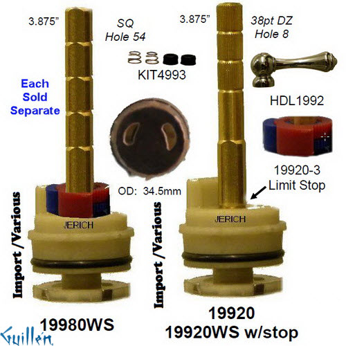 JER 19980WS;;__ 3-7/8in SQ; Single lever cartridge; in Unfinish