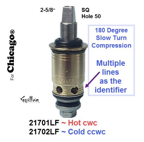 JER 21702LF;; __ 2-5/8in SQ; Cold ccwc 1/2 Turn brass cartridge ceramic slow turn compression; in Unfinish