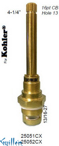 JER 25051CX;; __ 4-1/4in 16pt; Hot cwc 1/4 Turn brass cartridge ceramic; in Unfinish