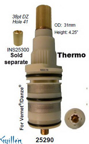 JER 25290;;__ 4-1/4in 38pt; Thermostatic cartridge; in Unfinish