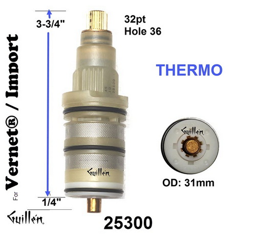 JER 25300;;__ 3-3/4in 32pt; Thermostatic cartridge; in Unfinish
