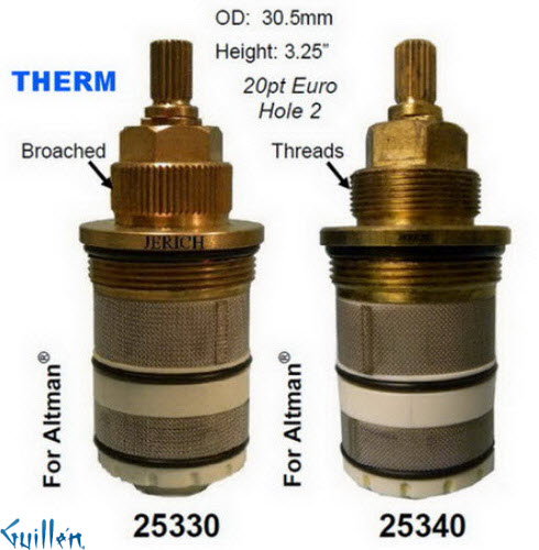 JER 25330;;__ 3-1/4in 20pt; Thermostatic cartridge; in Unfinish