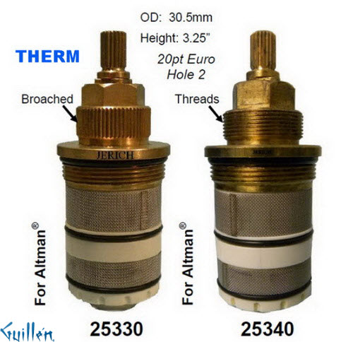 JER 25340;;__ 3-1/4in 20pt; Thermostatic cartridge; in Unfinish
